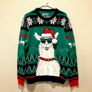 Ugly Christmas Sweater  “Fa La La Llama”with Santa Hat